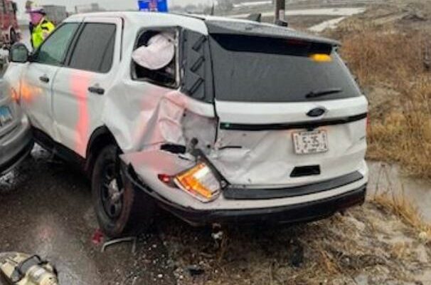 Illinois State Police Squad Car Struck in Will County
