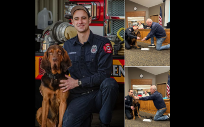 New Lenox Fire Protection District Swears in K9 Search and Rescue Bloodhound